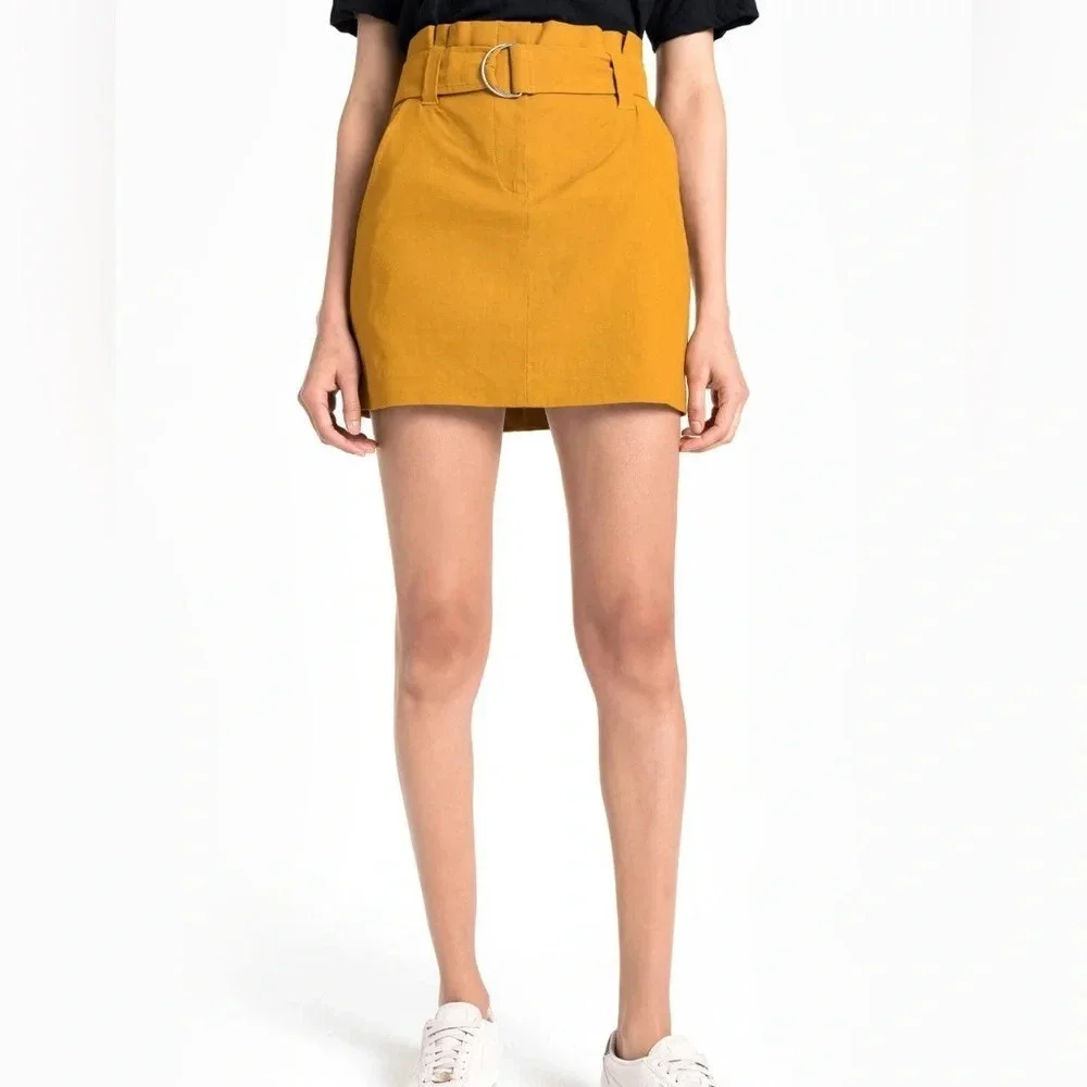 A.L.C. Bryce Belted Mini Skirt in Gold - Size 6